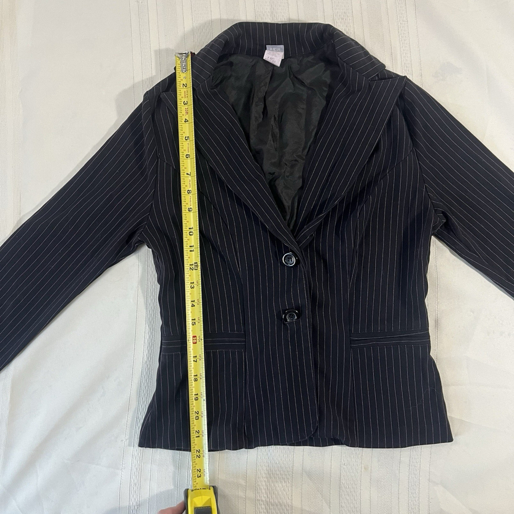 FE USA Business Casual Black Pinstripe One Button Blazer Medium - Picture 6 of 9